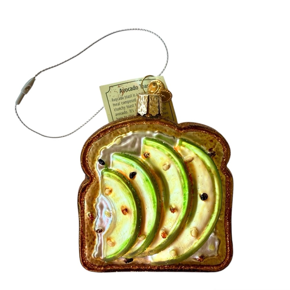 Old World Christmas Avocado Toast Glass Ornament
